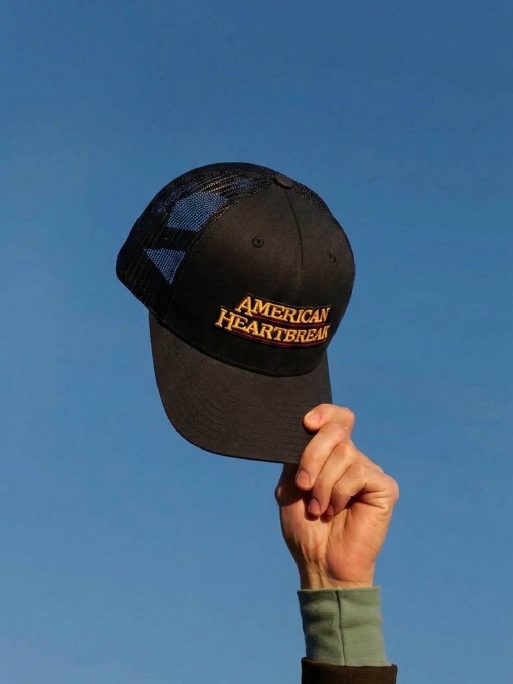 Zach Bryan American Heartbreak Trucker Hat Snapback Black Mesh One Size